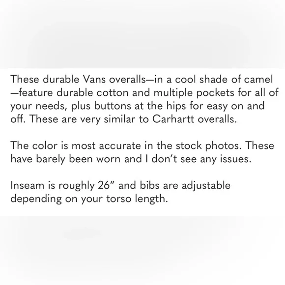 Vans mustard denim overalls Small - Picture 10 of 10